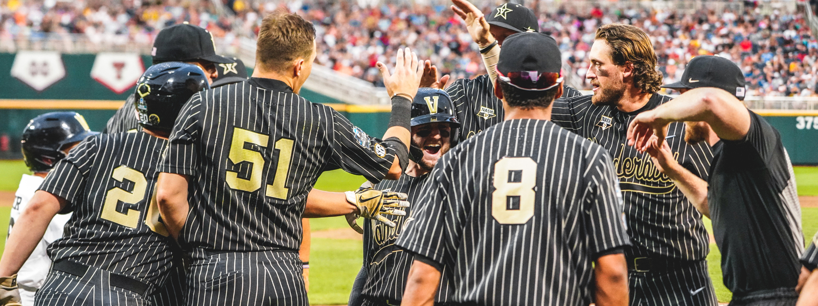 Baseball team after scoring