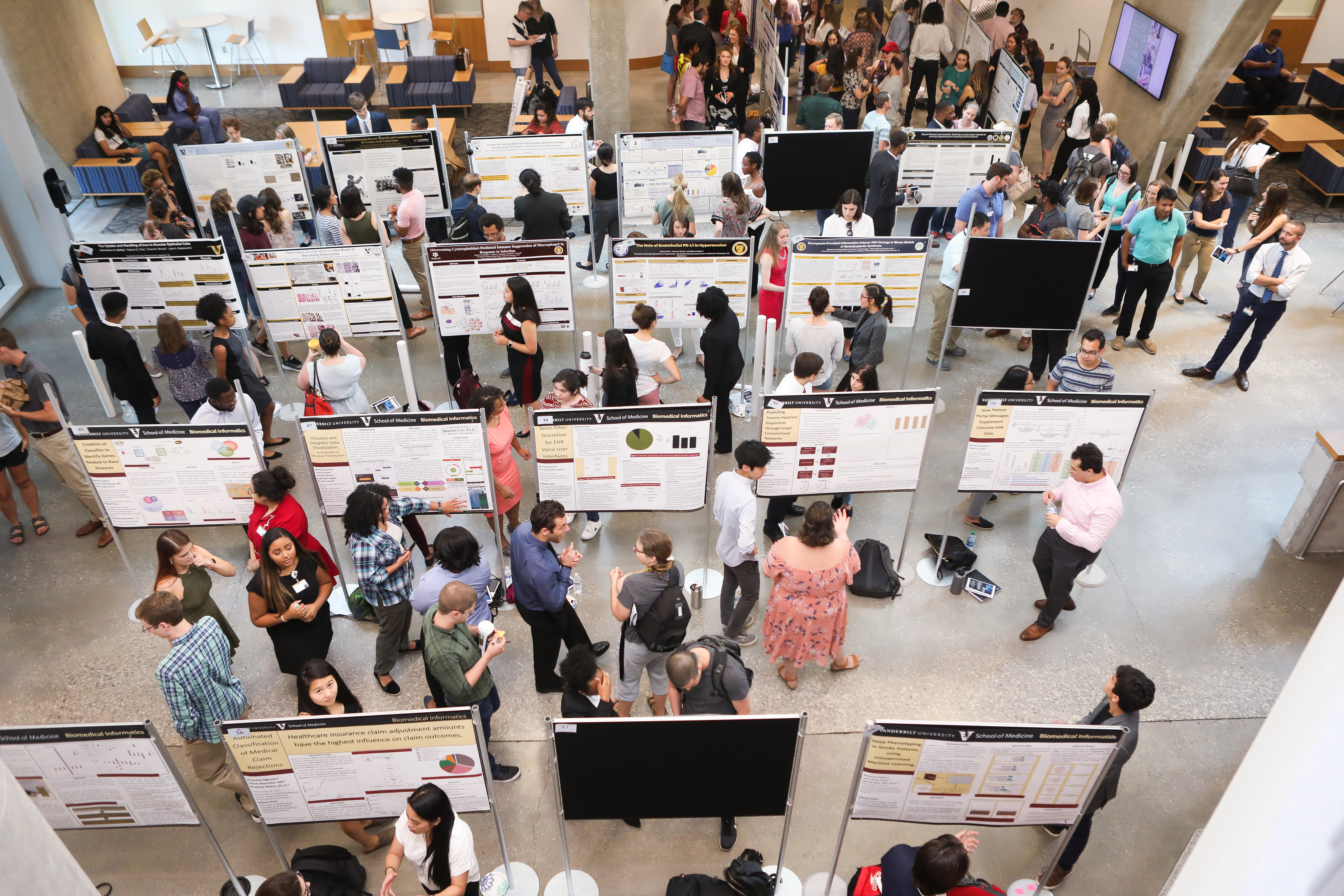 Students presenting at the 17th annual student research symposium organized by VSSA. Located in the Engineering and Science Building.