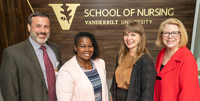Left, Vanderbilt School of Nursing faculty Christian Ketel, Courtney Pitts, Leah Branam and Pam Jones will use HRSA grants to increase the number of nurse practitioners in rural and medically underserved areas. (John Russell/Vanderbilt)