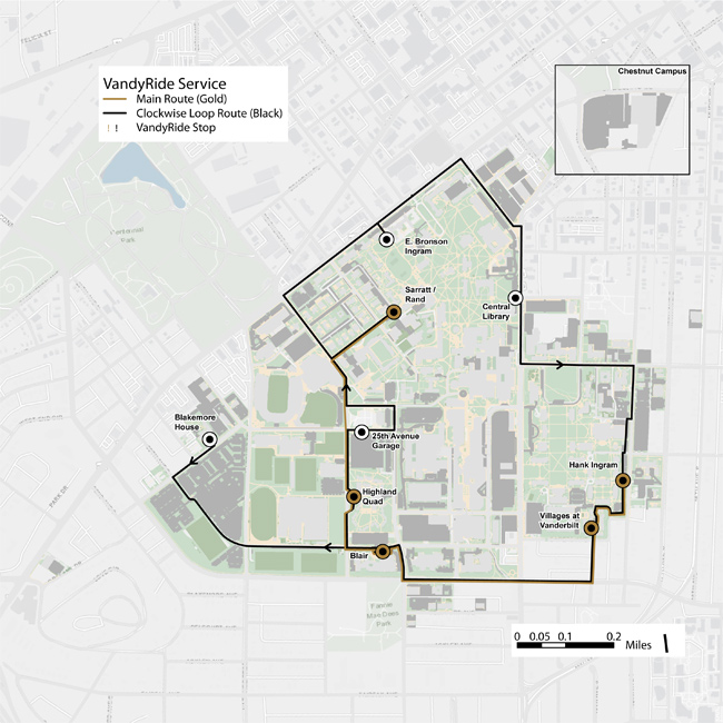 VandyRide game day shuttle routes (map)