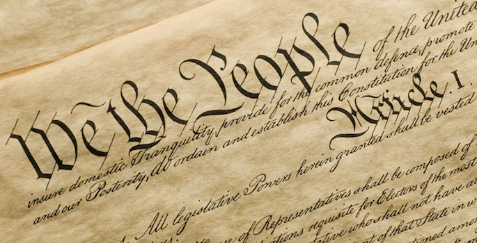 Close up photo of "We the People" portion of the U.S. Constitution