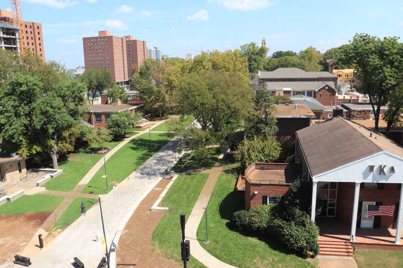 The newly transformed Green and Kensington Promenade now feature fresh landscaping as well as pedestrian and bike-friendly pathways. (Vanderbilt University)