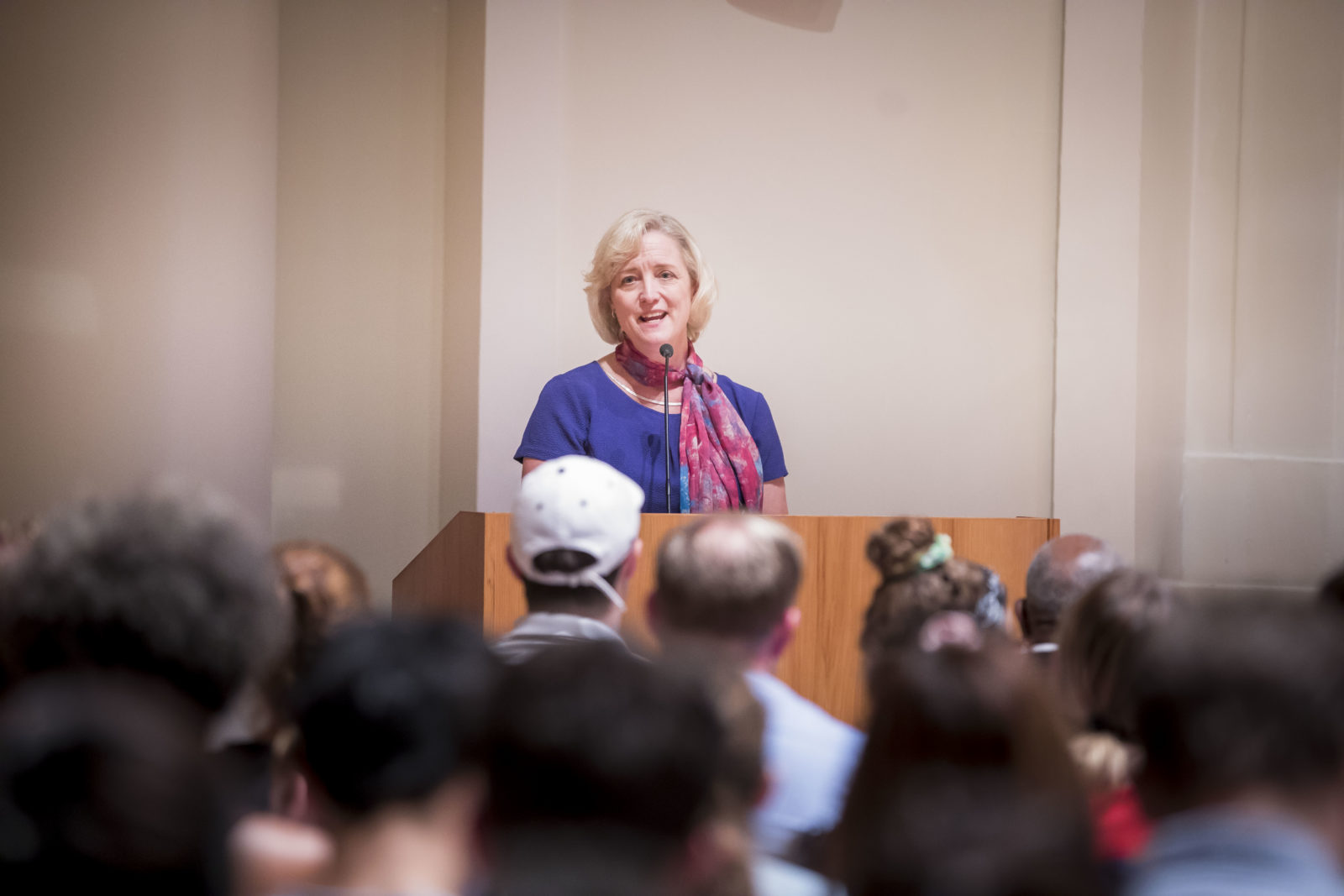 Interim Chancellor and Provost Susan R. Wente speaks at join lecture series with Professor Robert Bullard (Susan Urmy/Vanderbilt)