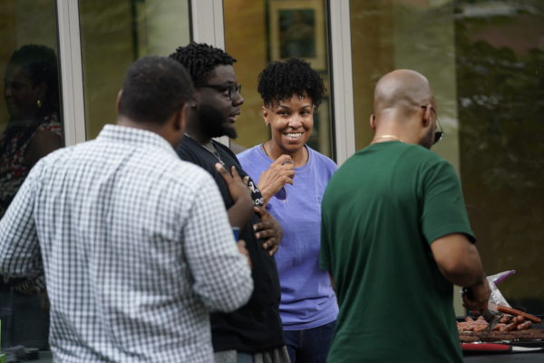 Faculty and staff enjoy fellowship and food during the Juneteenth Cookout at the Black Cultural Center. (John Russell/Vanderbilt University)