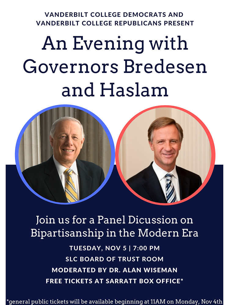 "An Evening with Governors Bredesen and Haslam" poster