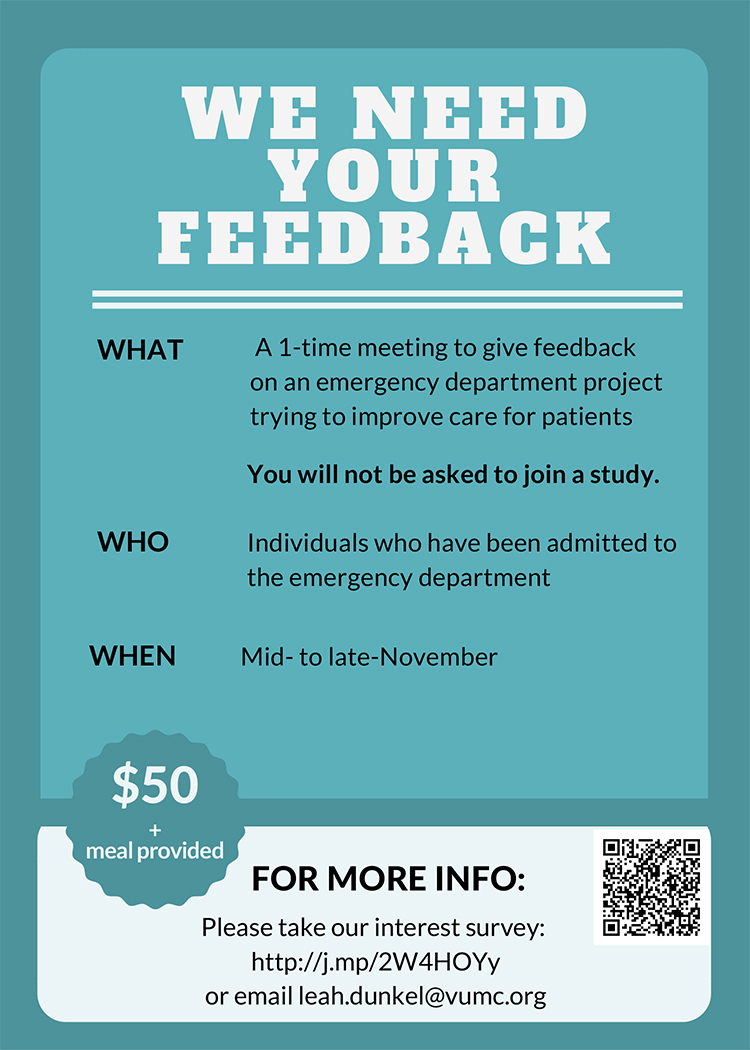 Emergency Department feedback project flyer