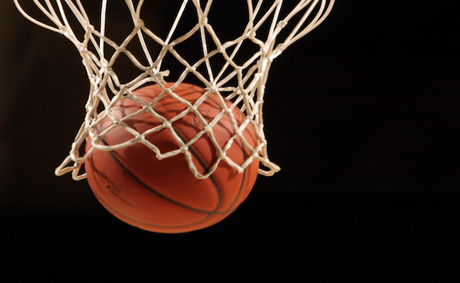 Basketball going through net
