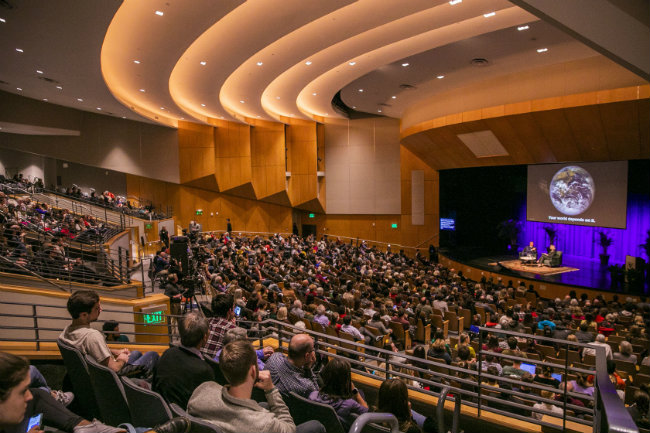 Students, faculty, staff and community members filled Langford Auditorium for former Vice President Al Gore's presentation on the global climate crisis (Anne Rayner/Vanderbilt University)