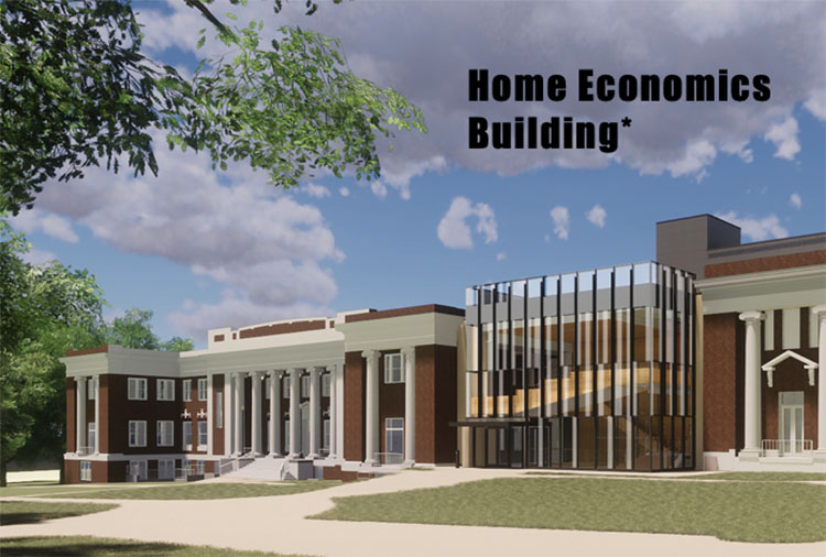 Rendering of the renovated Home Economics Building and new connector building (right). (Vanderbilt University)