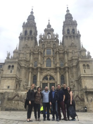 Alison Lutz (far right), a spring 2019 Travel Grant awardee, traveled to Santiago de Compostela, Spain, to attend the Liberation Theologies and Decolonial Thought Summer Institute. (photo courtesy of Alison Lutz) 