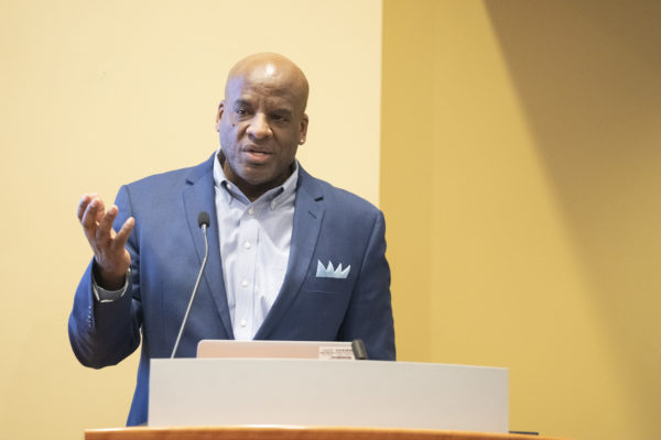 James Threalkill, BS’79, gave the keynote at the MLK Commemorative Series Kickoff event. (Vanderbilt University/Joe Howell)