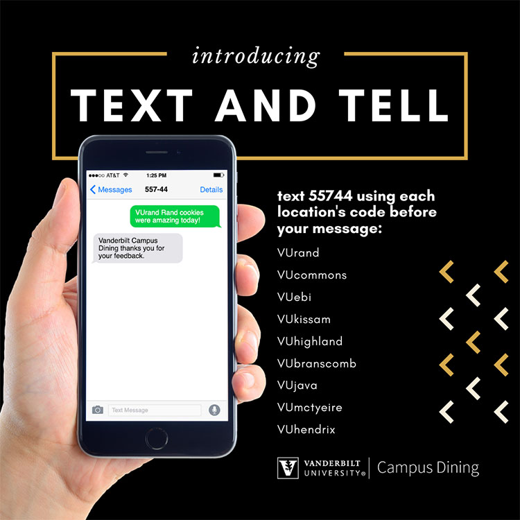 Vanderbilt Campus Dining Text and Tell
