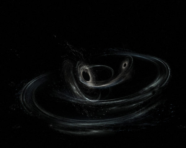 Illustration of black hole collision