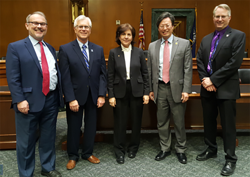 L-r: Dean Philippe Fauchet (Vanderbilt), Dean Richard Sweigard (University of Memphis), Dean Janis Terpenny (UT-Knoxville), Dean Daniel Pack (UT-Chattanooga), Dean Joseph Slater (Tennessee Tech). (ASEE)