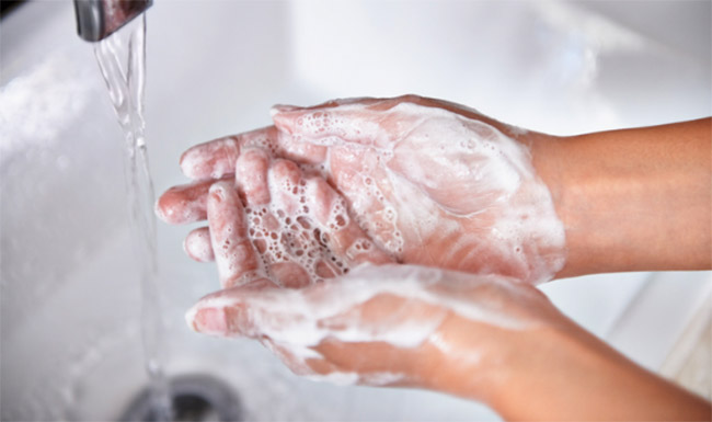 Hand washing stock image (courtesy of CDC)