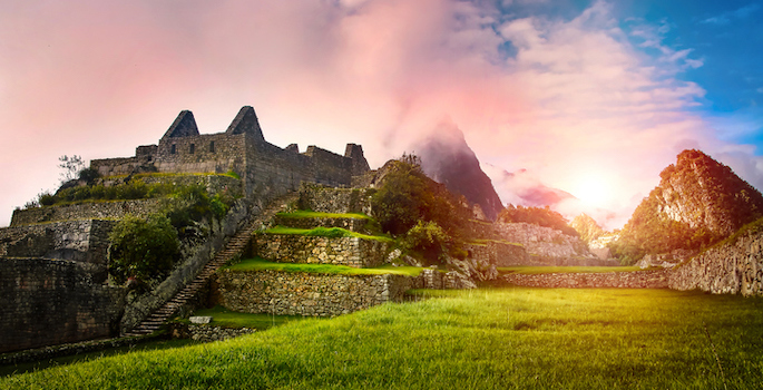 Macchu Picchu ruins at sunrise