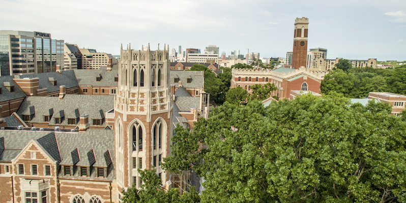 Aerial of Kirkland Hall with EBI