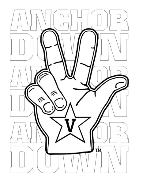 Anchor Down Hand Sign coloring activity page