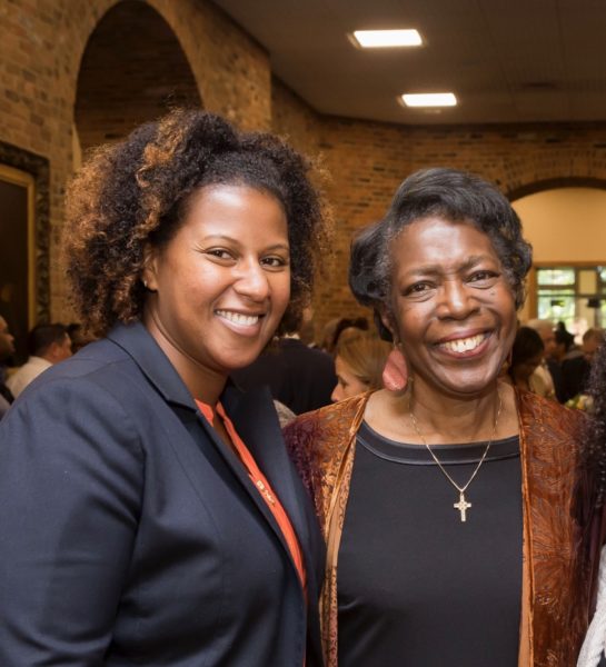 Renã  Robinson (left) and Dorothy J. Wingfield Phillips at the Vanderbilt Trailblazers reception in Kirkland Hall. (Vanderbilt University)