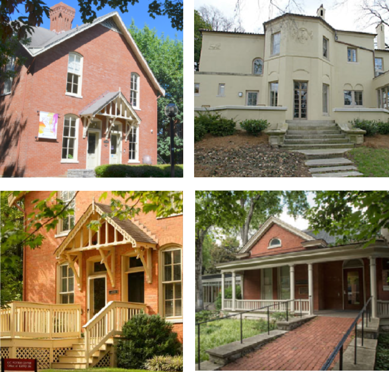 OIE identity Centers. (Clockwise from top left) Margaret Cuninggim Women’s Center; Office of the University Chaplain and Religious Life; Bishop Joseph Johnson Black Cultural Center; K.C. Potter Center (LGBTQI Life) (Vanderbilt University)