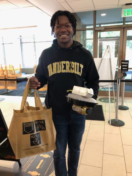 The small number of Vanderbilt students remaining on campus receive grab-and-go meals from Campus Dining as well as care packages of dorm room essentials. (Vanderbilt University)