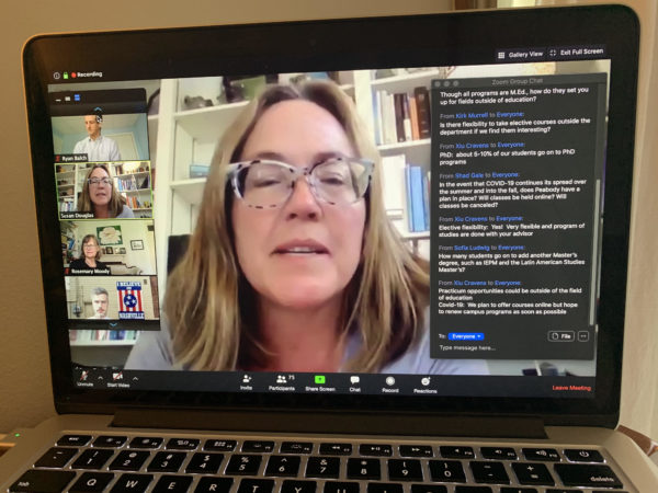 Professor Susan Douglas leads a Zoom session as part of Peabody's Virtual Welcome Weekend.