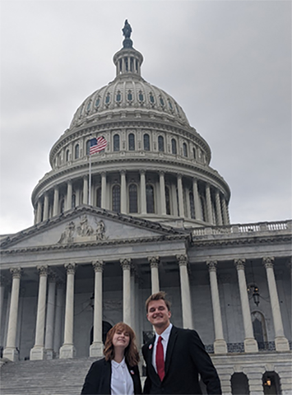 Miranda Cross (left) and Barton Christmas at the U.S. Capitol Building. (Vanderbilt University)