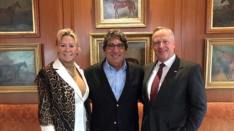 Sarah and Ross Perot Jr. with Chancellor Emeritus Nicholas S. Zeppos (center).