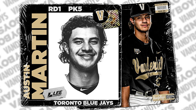 Austin Martin Toronto Blue Jays baseball card mockup