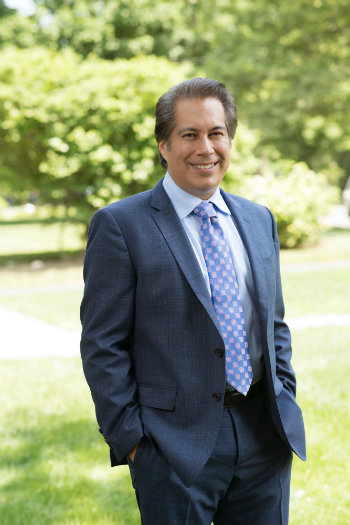 outdoor photo of Blair School of Music Dean Lorenzo Candelaria, photo by Elena Olivo