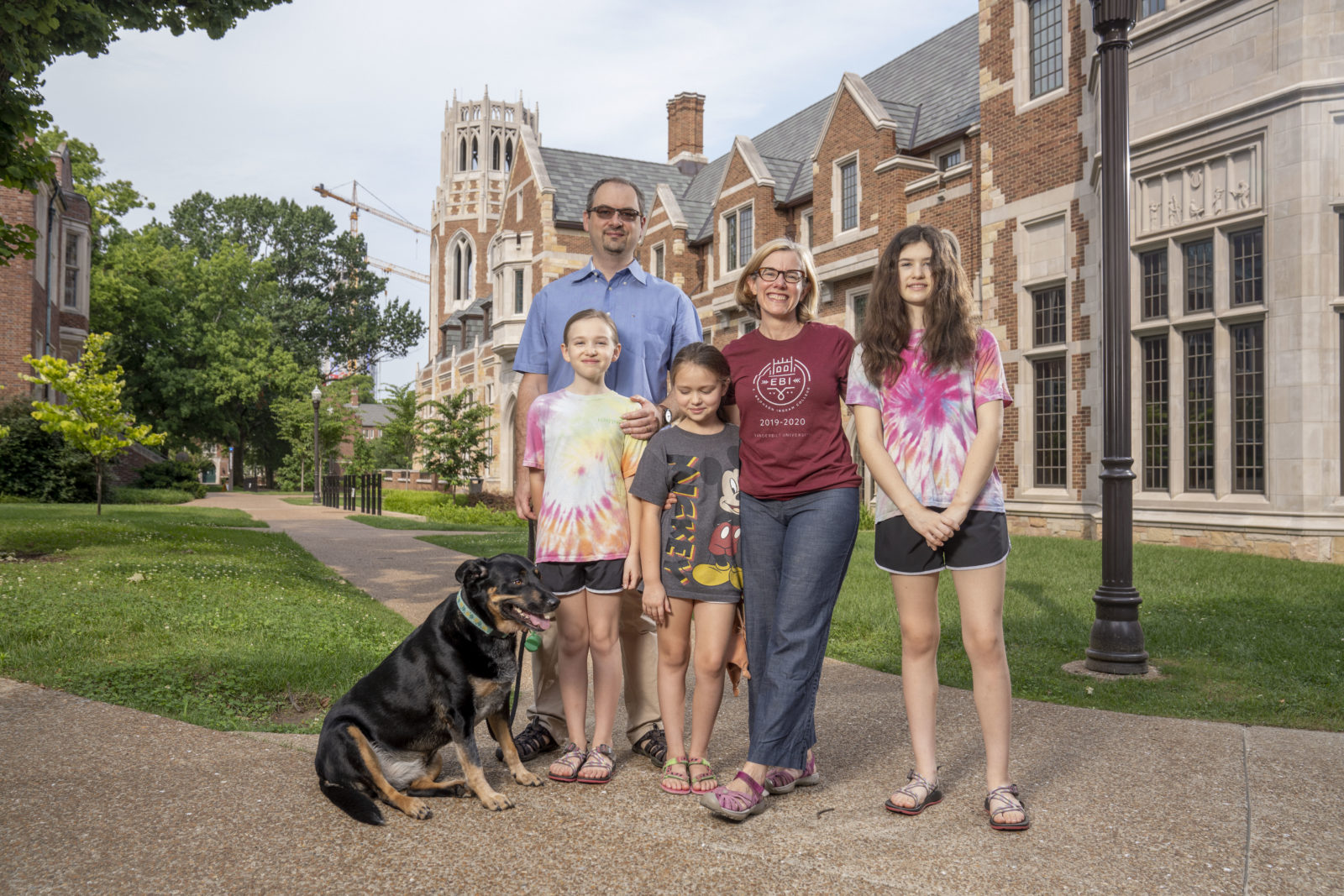 Sarah Igo (second from right), faculty head of E. Bronson Ingram College, with her family. (John Russell/Vanderbilt)