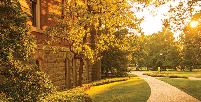 photo of a path near Kirkland Hall at sunset