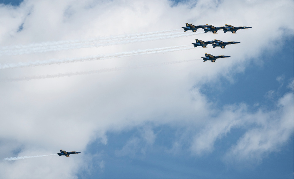 photo of Blue Angels squadron flying in formation over Nashville
