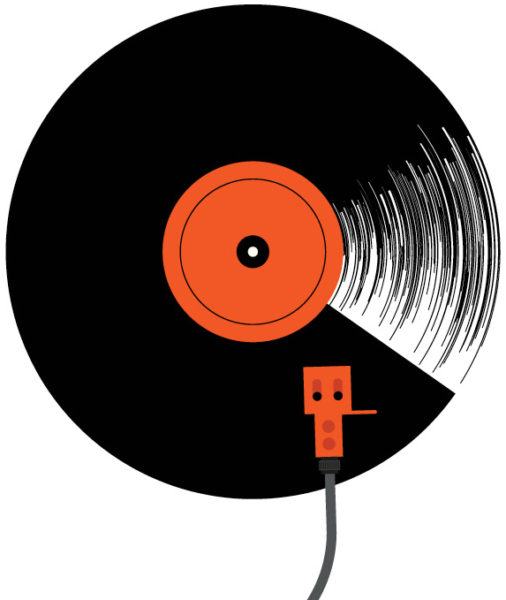 illustration of vinyl record and turntable needle