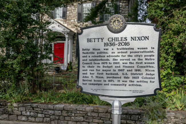 Historical marker pays tribute to Betty Nixon outside her former home on 18th Avenue South
