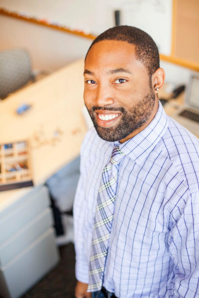 Assistant Professor of Chemistry Steven Townsend in his classroom 