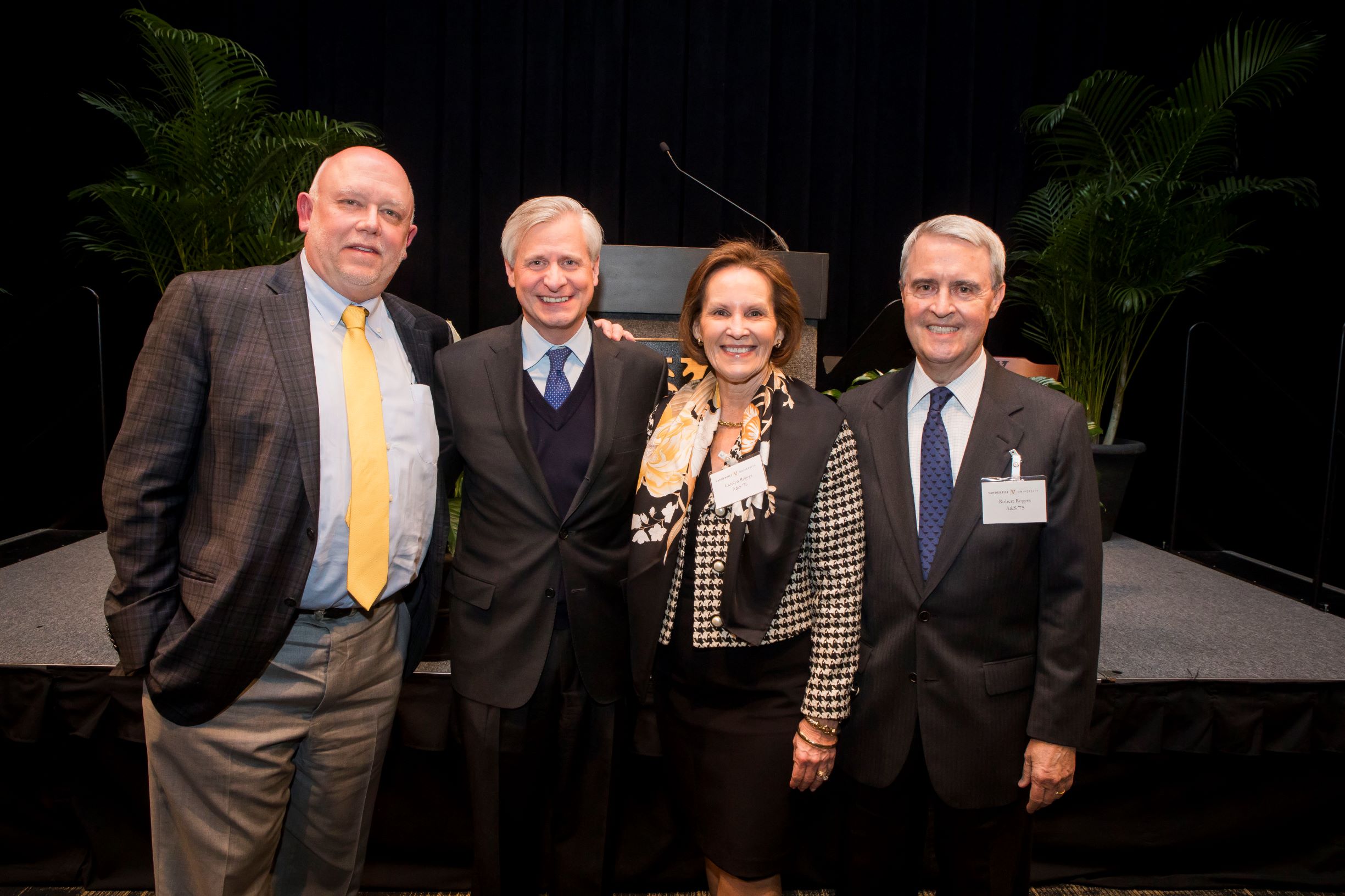 (L-r) Dean John G. Geer, Professor Jon Meacham, Carolyn T. Rogers and Robert M. Rogers in 2019.