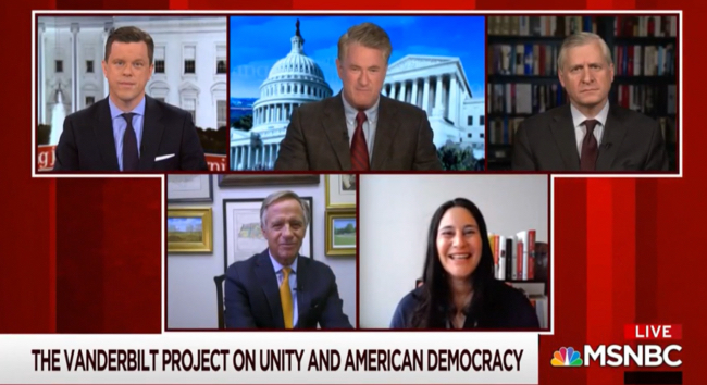 Willie Geist and Joe Scarborough interview Jon Meacham, Bill Haslam and Samar Ali regarding The Vanderbilt Project on Unity and American Democracy on MSNBC's 