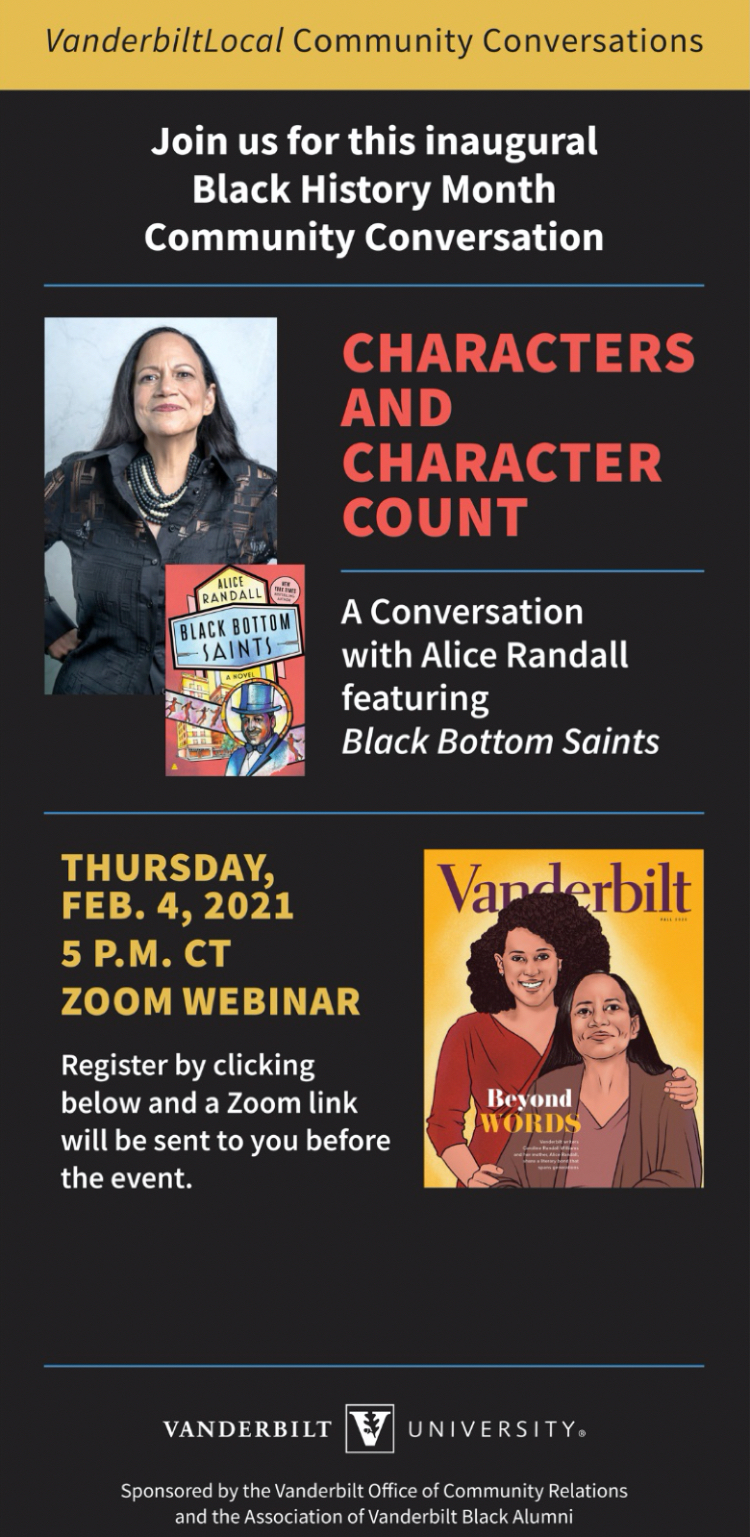 Alice Randall "Characters and Character Counts" poster