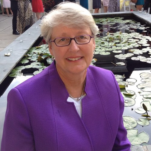 photograph of Sharon Shields in purple jacket