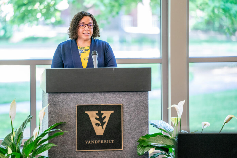 University Staff Advisory Council Vice President and Incoming President for 2021-22 Tiffany Lawrence Givens reflects on the year from a staff perspective during the Spring Staff Assembly May 20.