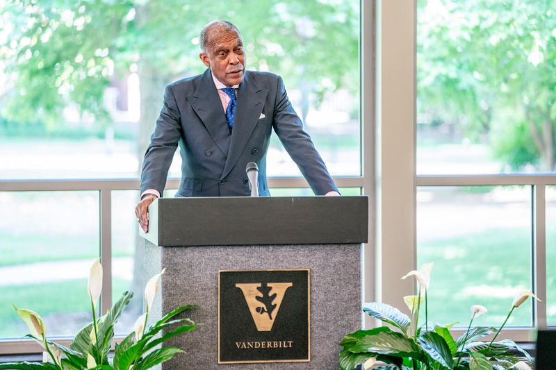 Vice Chancellor for Equity, Diversity and Inclusion and Chief Diversity Officer André L. Churchwell presents the annual Diversity Leadership Award during the Spring Staff Assembly.