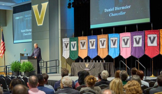 Diermeier celebrates Vanderbilt achievements, honors eight faculty at Spring Faculty Assembly
