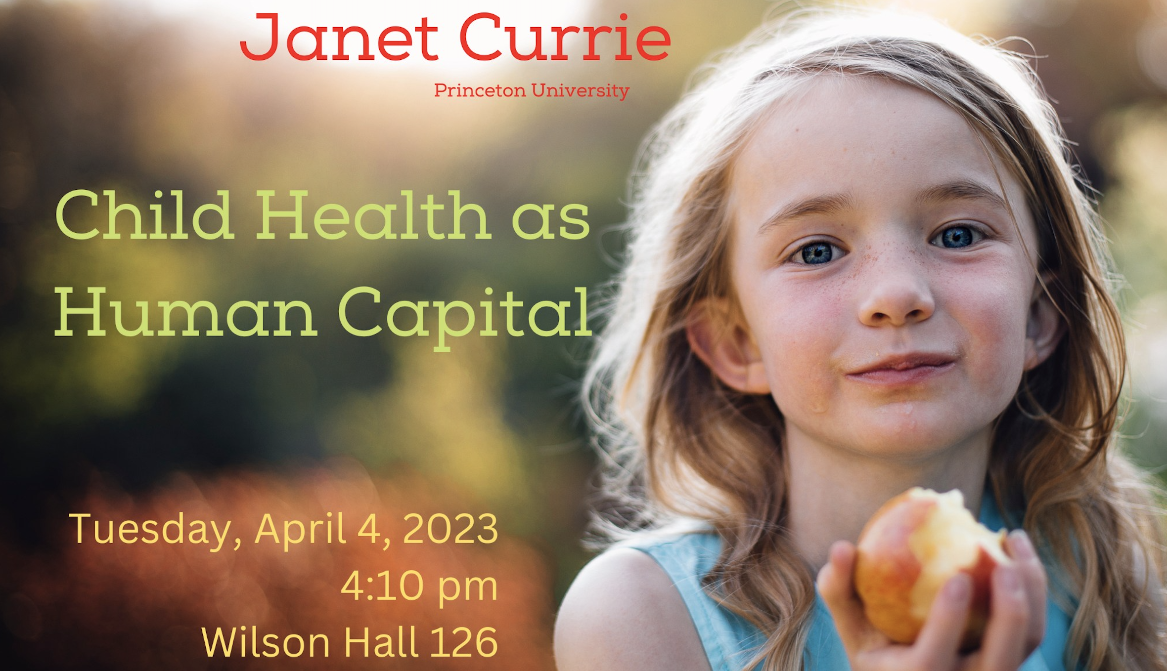 Steine Lecture in Economics to discuss ‘Child Health as Human Capital’ on April 4