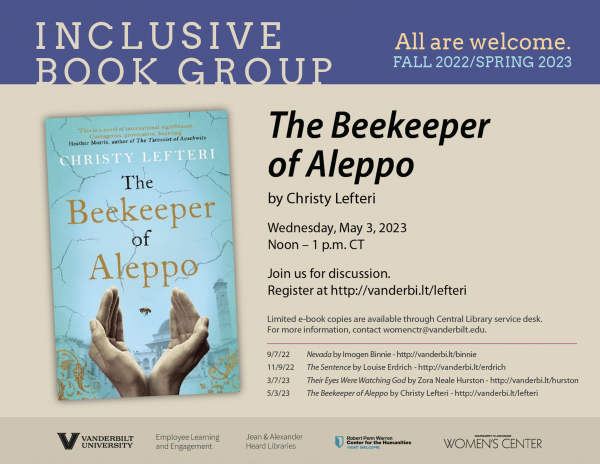 Inclusive Book Group: The Beekeeper of Aleppo flyer