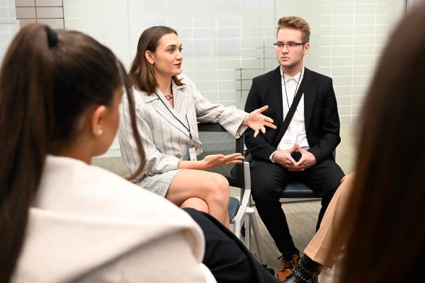 Larissa May, BA’16, founder of the digital advocacy and empowerment platform #HalfTheStory, talks digital wellness and impact with students at the 2023 Clinton Global Initiative University at Vanderbilt March 3-5, 2023. (Vanderbilt University)