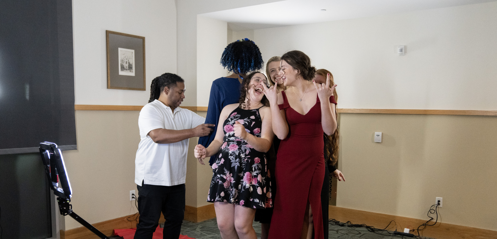 Students at the 2023 Commons Ball pose for the photo booth. (Vanderbilt University)