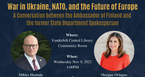 Ambassador of Finland to discuss ‘War in Ukraine, NATO and the Future of Europe’ Nov. 9