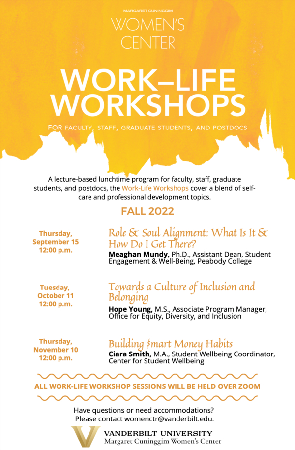 Work-Life Workshops Fall 2022