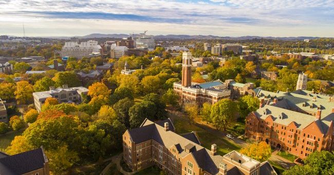 Aerial shot of Vanderbilt's campus.